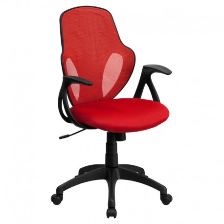 MFO Mid-Back Executive Red Mesh Chair with Nylon Base