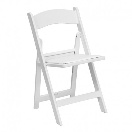 MFO 1000 lb. Capacity White Resin Folding Chair with White Vinyl Padded Seat