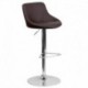 MFO Contemporary Brown Vinyl Bucket Seat Adjustable Height Bar Stool with Chrome Base
