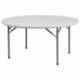 MFO 60'' Round Granite White Plastic Folding Table