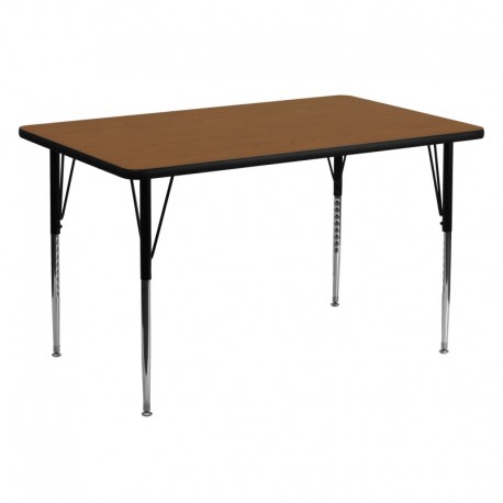 MFO 30''W x 60''L Rectangular Activity Table with 1.25'' Thick Oak Laminate Top and Standard Height Adjustable Legs