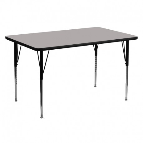 MFO 30''W x 60''L Rectangular Activity Table with 1.25'' Thick Grey Laminate Top and Standard Height Adjustable Legs