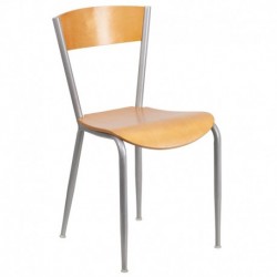 MFO Intrinsic Collection Metal Restaurant Chair - Natural Wood Back & Seat