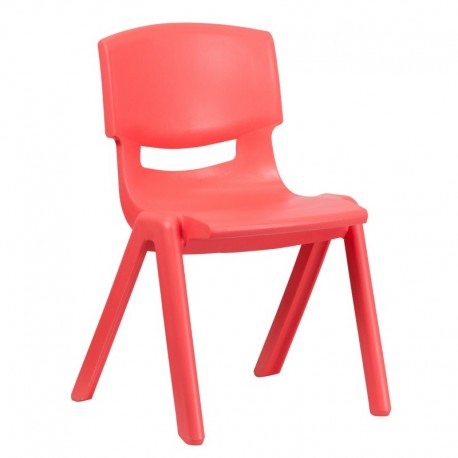 MFO Red Plastic Stackable School Chair with 15.5'' Seat Height