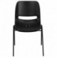 MFO 440 lb. Capacity Black Ergonomic Shell Stack Chair with Black Frame and 12'' Seat Height
