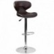 MFO Contemporary Cozy Mid-Back Brown Vinyl Adjustable Height Bar Stool with Chrome Base
