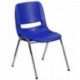 MFO 440 lb. Capacity Navy Ergonomic Shell Stack Chair with Chrome Frame and 12'' Seat Height