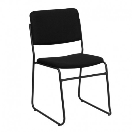 MFO 1000 lb. Capacity High Density Black Fabric Stacking Chair with Sled Base