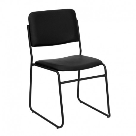 MFO 1000 lb. Capacity High Density Black Vinyl Stacking Chair with Sled Base