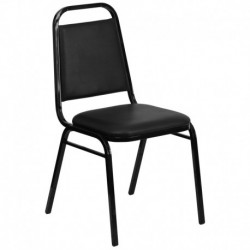 MFO Upholstered Stack Chair with Trapezoidal Back and a 1.5'' Padded Foam Seat - Black Vinyl with Black Frame