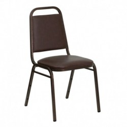 MFO Trapezoidal Back Stacking Banquet Chair with Brown Vinyl and 1.5'' Thick Seat - Copper Vein Frame