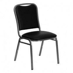 MFO Stacking Banquet Chair with Black Vinyl and 1.5'' Thick Seat - Silver Vein Frame