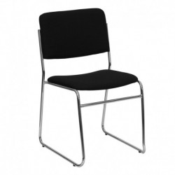 MFO 1000 lb. Capacity Black Fabric High Density Stacking Chair with Chrome Sled Base