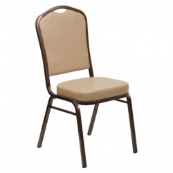 MFO Crown Back Stacking Banquet Chair with Tan Vinyl and 2.5'' Thick Seat - Copper Vein Frame