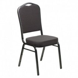 MFO Crown Back Stacking Banquet Chair with Gray Fabric and 2.5'' Thick Seat - Silver Vein Frame