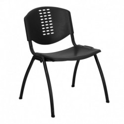 MFO 880 lb. Capacity Black Polypropylene Stack Chair with Black Frame Finish