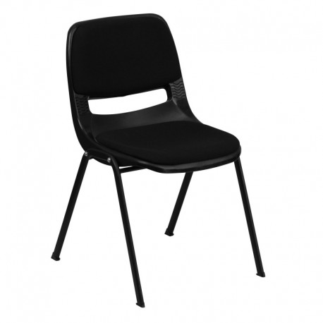 MFO 880 lb. Capacity Black Ergonomic Shell Stack Chair with Padded Seat and Back
