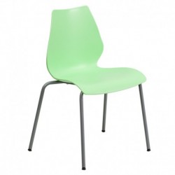 MFO 770 lb. Capacity Green Stack Chair with Lumbar Support and Silver Frame