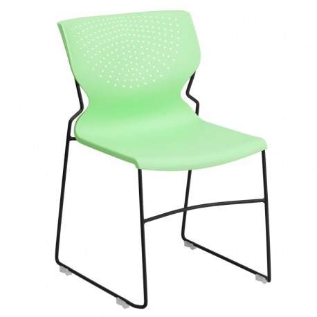 MFO 661 lb. Capacity Green Full Back Stack Chair with Black Frame