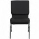 MFO 18.5'' Wide Black Patterned Fabric Stacking Church Chair with 4.25'' Thick Seat - Silver Vein Frame