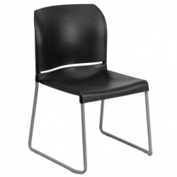 MFO 880 lb. Capacity Black Full Back Contoured Stack Chair with Sled Base