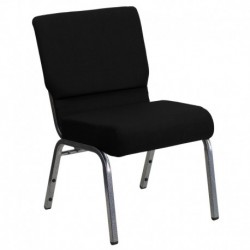 MFO 21'' Extra Wide Black Stacking Church Chair with 3.75'' Thick Seat - Silver Vein Frame