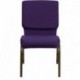 MFO 18.5'' Wide Royal Purple Fabric Stacking Church Chair with 4.25'' Thick Seat - Gold Vein Frame
