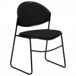 MFO 550 lb. Capacity Black Padded Stack Chair with Black Powder Coated Frame Finish