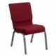 MFO 18.5''W Burgundy Fabric Stacking Church Chair with 4.25'' Thick Seat - Silver Vein Frame
