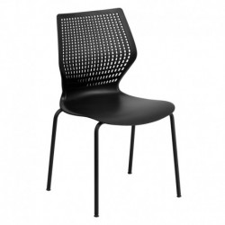MFO 770 lb. Capacity Designer Black Stack Chair with Black Frame