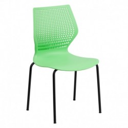 MFO 770 lb. Capacity Designer Green Stack Chair with Black Frame