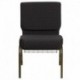 MFO 21'' Extra Wide Black Dot Patterned Fabric Church Chair with 4'' Thick Seat, Communion Cup Book Rack - Gold Vein Frame