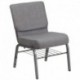 MFO 21'' Extra Wide Gray Church Chair with 3.75'' Thick Seat, Book Rack - Silver Vein Frame