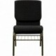 MFO 18.5''W Black Dot Patterned Fabric Church Chair with 4.25'' Thick Seat, Book Rack - Gold Vein Frame