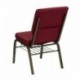 MFO 18.5''W Burgundy Fabric Church Chair with 4.25'' Thick Seat, Book Rack - Gold Vein Frame