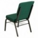 MFO 18.5''W Green Patterned Fabric Church Chair with 4.25'' Thick Seat, Book Rack - Gold Vein Frame