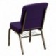 MFO 18.5'' Wide Royal Purple Fabric Church Chair with 4.25'' Thick Seat, Communion Cup Book Rack - Gold Vein Frame