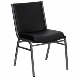 MFO Heavy Duty, 3'' Thickly Padded, Black Vinyl Upholstered Stack Chair