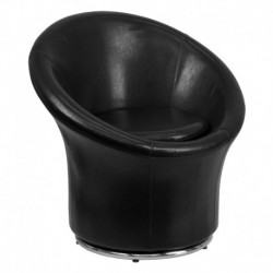 MFO Black Leather Swivel Reception Chair
