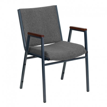 MFO Heavy Duty, 3'' Thickly Padded, Gray Upholstered Stack Chair with Arms