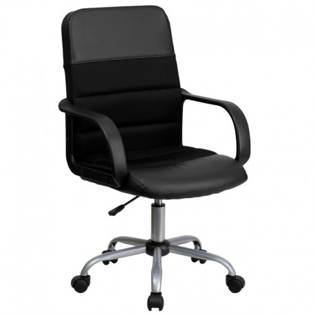 MFO Mid-Back Black Mesh & Leather Chair