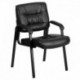 MFO Black Leather Guest / Reception Chair with Black Frame Finish