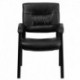MFO Black Leather Guest / Reception Chair with Black Frame Finish