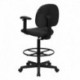 MFO Black Patterned Fabric Ergonomic Drafting Stool with Arms (Adjustable Range 26''-30.5''H or 22.5''-27''H)