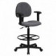 MFO Gray Fabric Ergonomic Drafting Stool with Arms (Adjustable Range 26''-30.5''H or 22.5''-27''H)