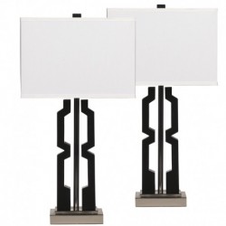 MFO Mitzi Black and Silver Poly Table Lamp, Set of 2