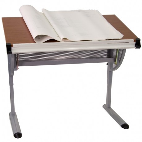 MFO Adjustable Drawing and Drafting Table with Pewter Frame