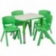 MFO 21.875''W x 26.625''L Adjustable Rectangular Green Plastic Activity Table Set with 4 School Stack Chairs