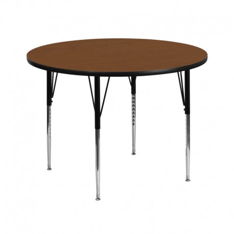 MFO 42'' Round Activity Table with 1.25'' Thick High Pressure Oak Laminate Top and Standard Height Adjustable Legs