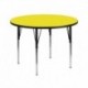 MFO 42'' Round Activity Table with 1.25'' Thick High Pressure Yellow Laminate Top and Standard Height Adjustable Legs